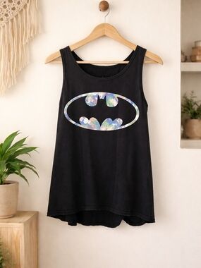 Batman Black Tank Top with Multicolor Logo